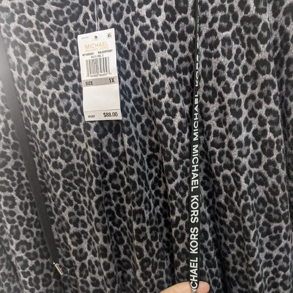 Michael Kors Plus Size Cheetah Animal Print Hooded Top - Size 1X - Picture 3 of 5